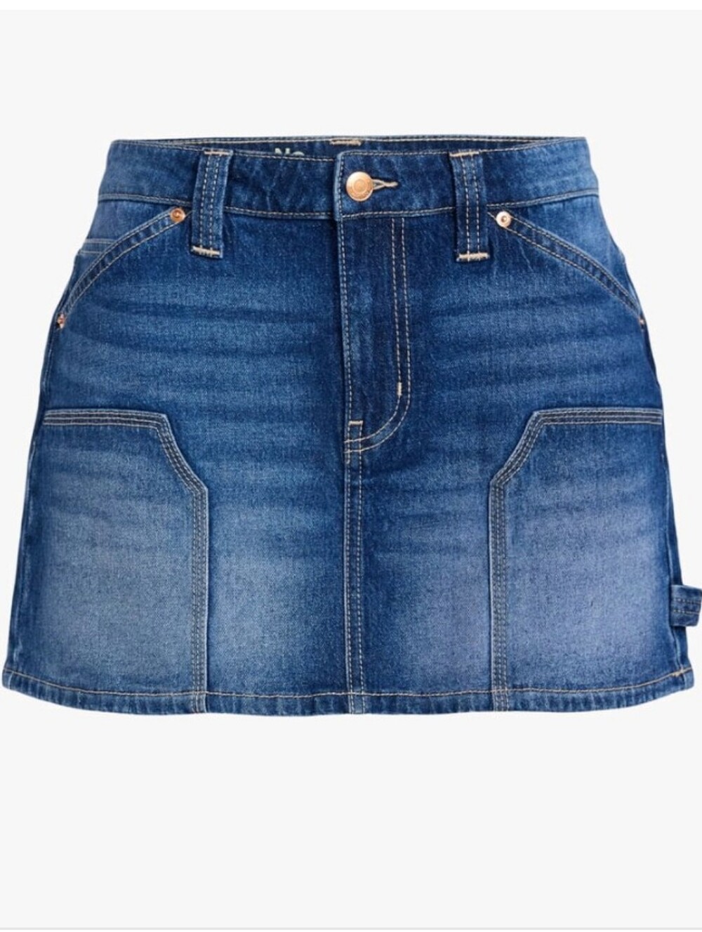 No Boundaries Blue Denim Mini Skirt with Front Utility Pockets